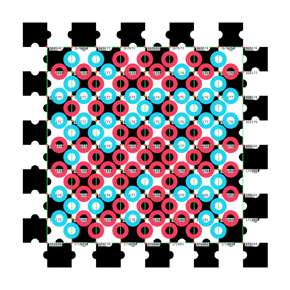 detection overlay on a 10 x 10 PuzzleBoard
